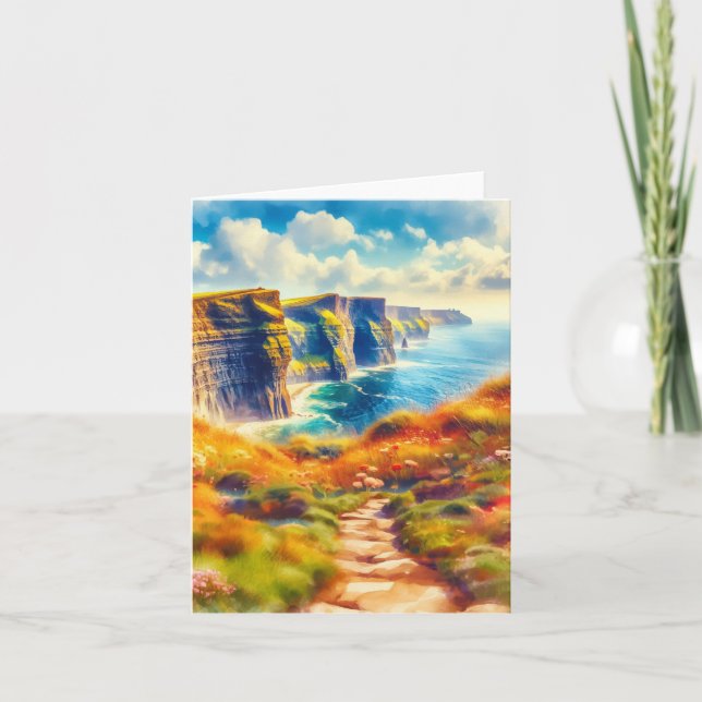 Klippen von Moher Ireland Wasserfarbe Karte (Vorderseite)