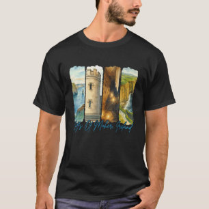 Klippen von Moher Irland Reise Reise Pinselstrich T-Shirt