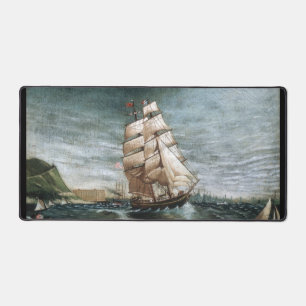 Klippershiff im Hafen von New York 1890 Schreibtischunterlage