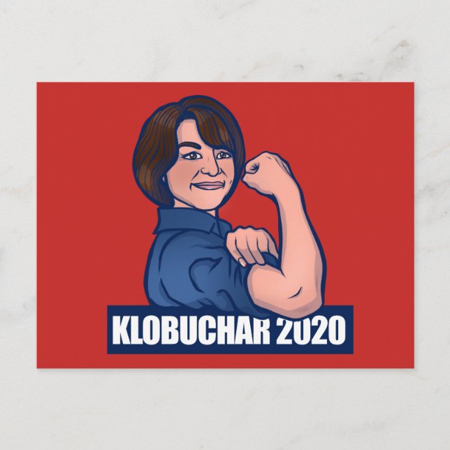 Klobuchar 2020 Rosie The Riveter Parody Democrat Postkarte (Vorderseite)