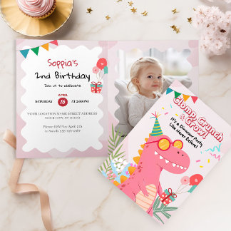 Klomp, Crunch & Growl! Dinosaur-Party Einladung