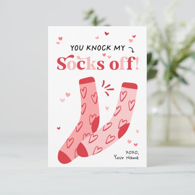 Klopfen Sie meine Socken aus dem Kinderstuhl Valen Einladung (Stehend Vorderseite)