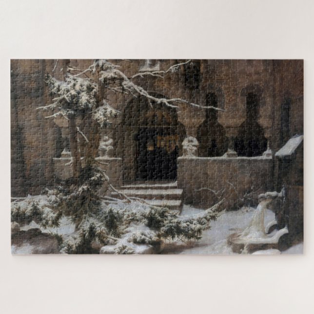 Kloster im Winterschnee (von Karl Lessing) (Horizontal)