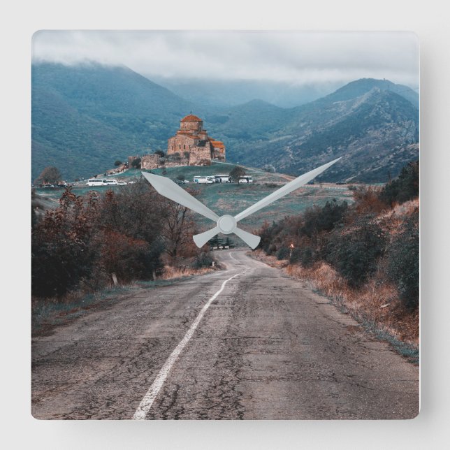 Kloster Jvari Georgia Quadratische Wanduhr (Vorderseite)