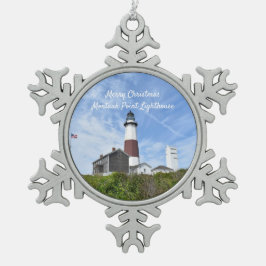 Kloster Montauk Point Leuchtturm Schneeflocken Zinn-Ornament