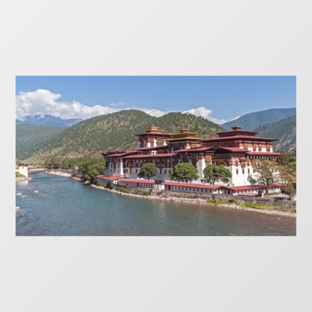 Kloster Punakha Dzong - Bhutan, Asien Fensteraufkleber (Blatt)