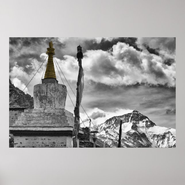 Kloster Rongbuk und Mount Everest Poster (Vorne)