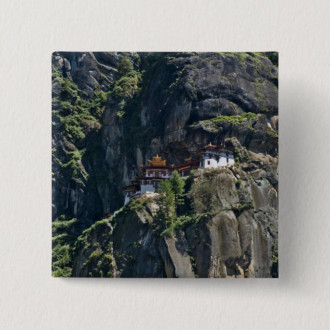 Kloster Taktsang auf der Klippe, Paro, Bhutan Button (Vorderseite)
