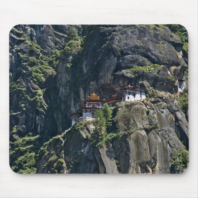 Kloster Taktsang auf der Klippe, Paro, Bhutan Mousepad (Vorne)