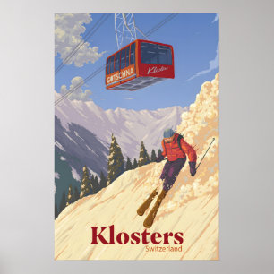 Klosters Schweiz Skigebiet Reiseplakat Poster