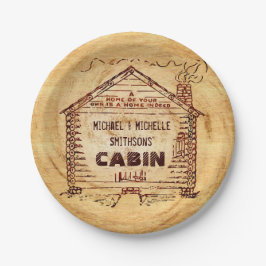 Klotz-Kabinen-personalisiertes NamensImitat-Holz Pappteller