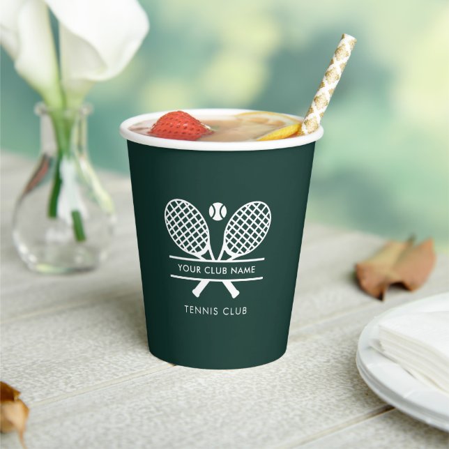 Klubname Tennis Team Weißes Logo hinzufügen Pappbecher (In Situ)