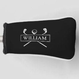 Klubs und Ball mit Personalisiertem und schwarzem  Golf Headcover