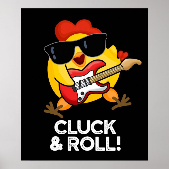 Kluck and Roll Funny Chicken Puff Dark BG Poster (Vorne)