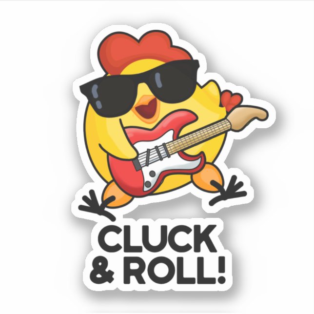 Kluck and Roll Funny Rock'n'Roll Chicken Puff Aufkleber (Vorderseite)