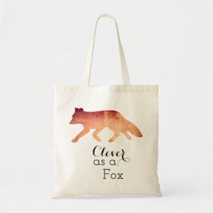 Klug als Fox-Aquarell Typogaphy Tragetasche