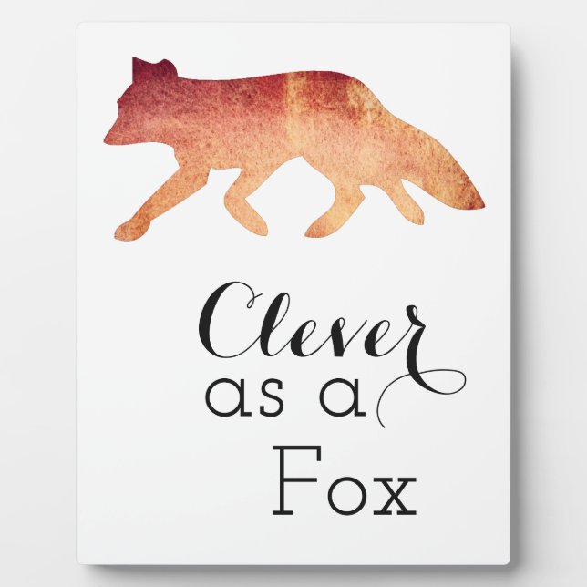 Klug als typografisches Aquarell Fox Fotoplatte (Vorderseite)