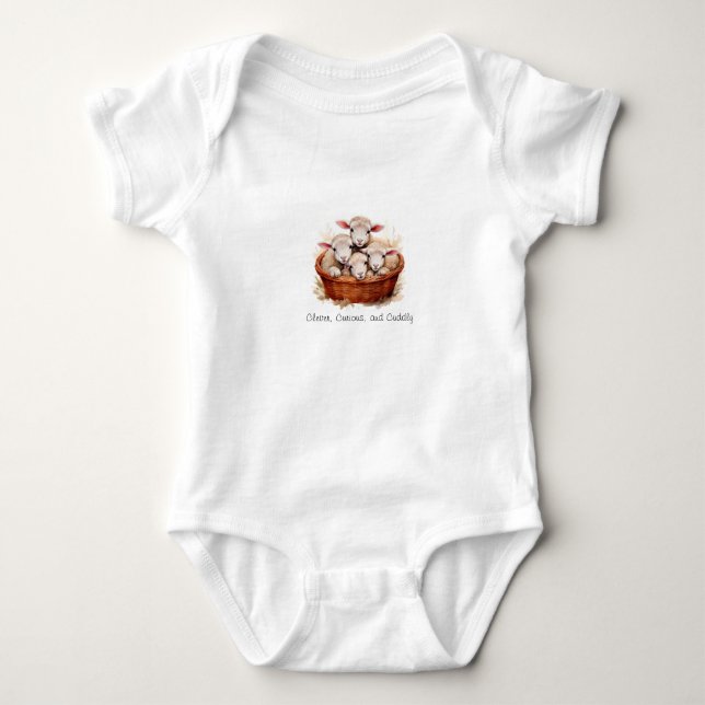 Klug, neugierig und kuschelig - Lamb Baby T-Shirt Baby Strampler (Vorderseite)
