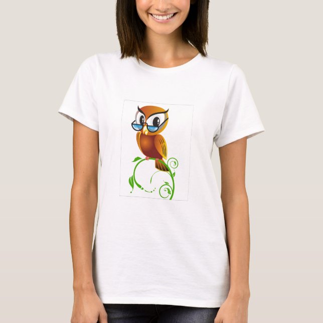Kluge Eule mit Gläsern T-Shirt (Vorderseite)