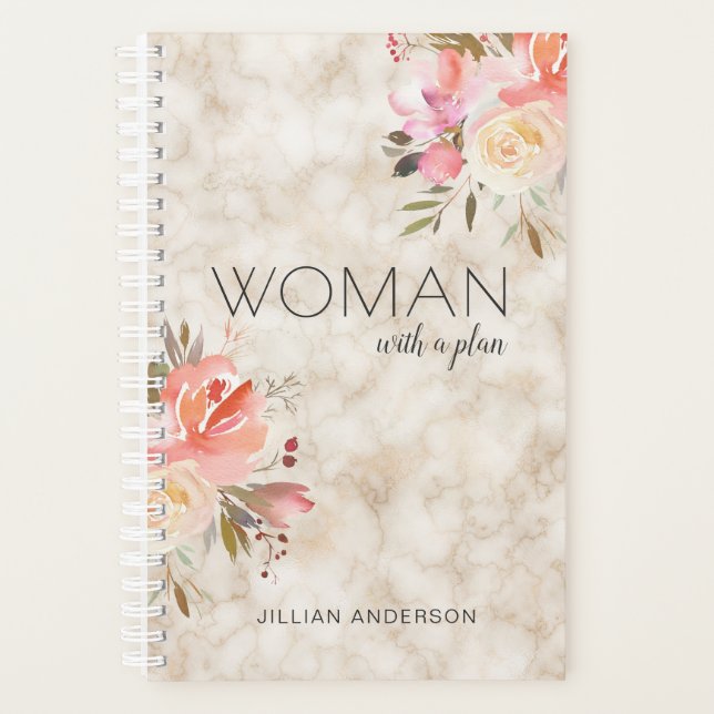 Kluge Frau mit Plan floral Personalisiert Planer (Vorderseite)