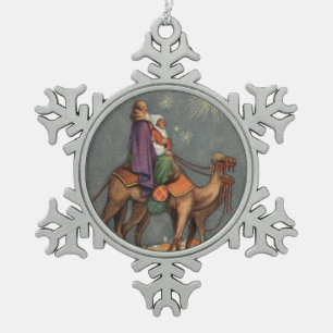 Kluge Männer, Kamel-Vintage Schneeflocken Zinn-Ornament