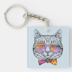 Kluge Miezekatze Kat Schlüsselanhänger