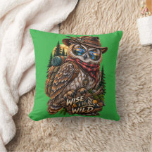 Kluge und wilde Eule Wanderer Outdoor-Kissen