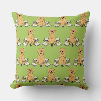 Kluger Golden Retriever Schriftsteller Buchliebhab Kissen