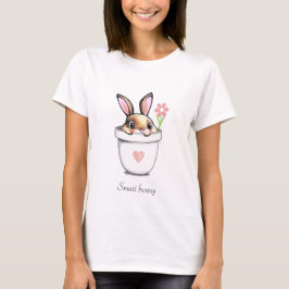 Kluger Hase in einem Pflanzkübel mit Blume und Her T-Shirt