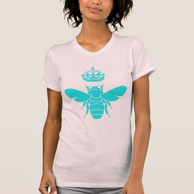 Kluges aquamarines Königin-Bienen-Logo T-Shirt (Vorderseite)