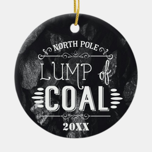 Klumpen Kohle lustigen Witz schlechte Weihnachtsge Keramik Ornament (Vorne)