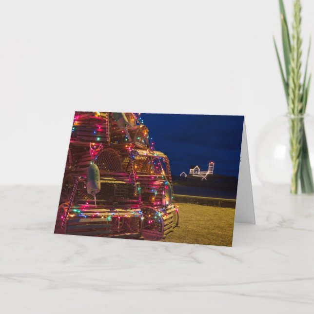 Klumpen-Licht verziert nachts Feiertagskarte (Vorderseite)