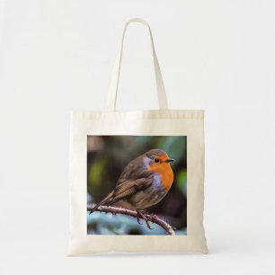 Klumpen Robin auf einem Zweig der Naturkunst Tragetasche