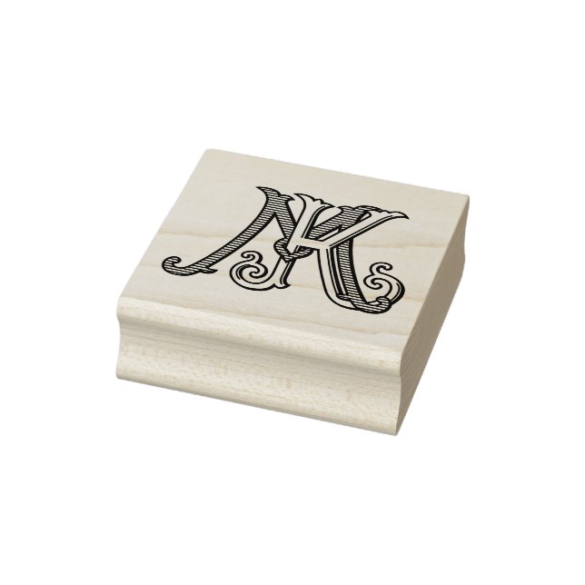KM Initials MK Monogram Rubber Ink Stamp Wedding Gummistempel (Stempel)