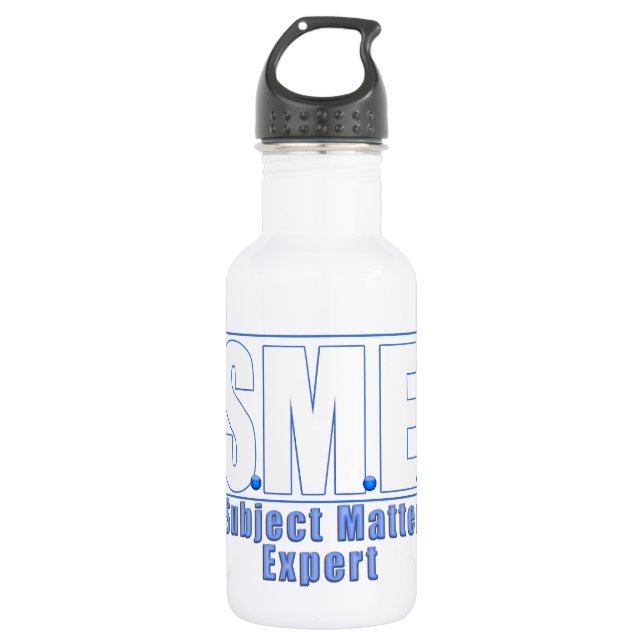KMU-LOGO-THEMA EXPERTE WEISS/BLAU EDELSTAHLFLASCHE (Vorderseite)
