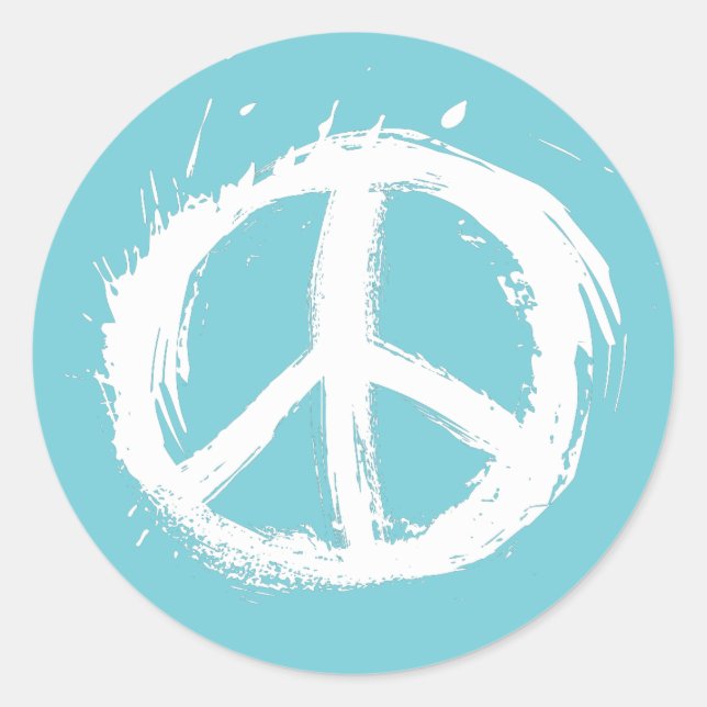 knackig PEACE SIGN auf blau Runder Aufkleber (Vorderseite)