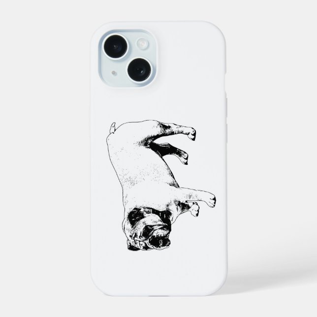 Knackige Bulldoggen-Form iPhone 15 Hülle (Rückseite)