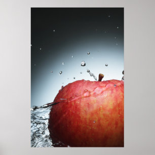 Knackige Vitalität: Wasserspritzer Kunst Roter Apf Poster
