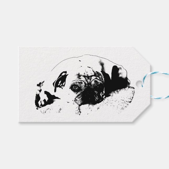 Knackiger Dank, Mops Freude Geschenkanhänger (Vorderseite (Horizontal))