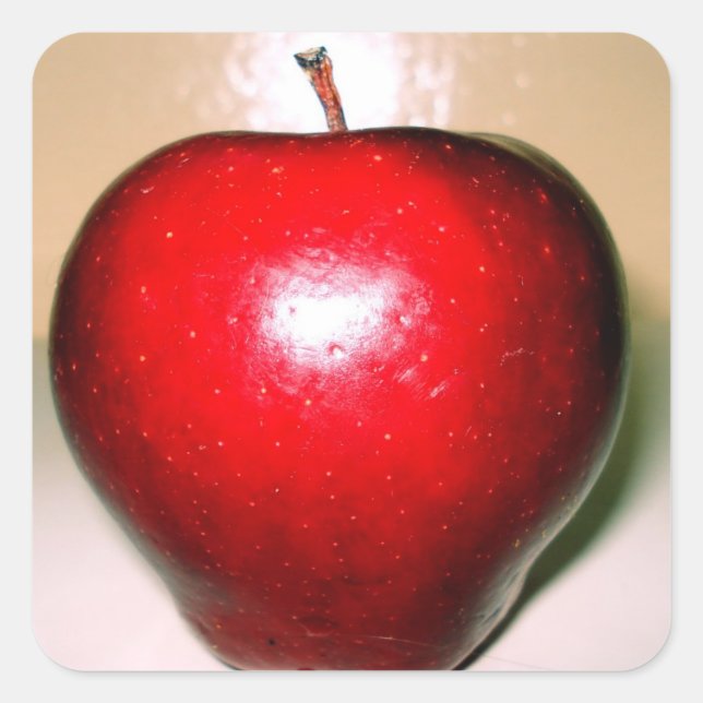 Knackiger roter Apfel Quadratischer Aufkleber (Vorderseite)