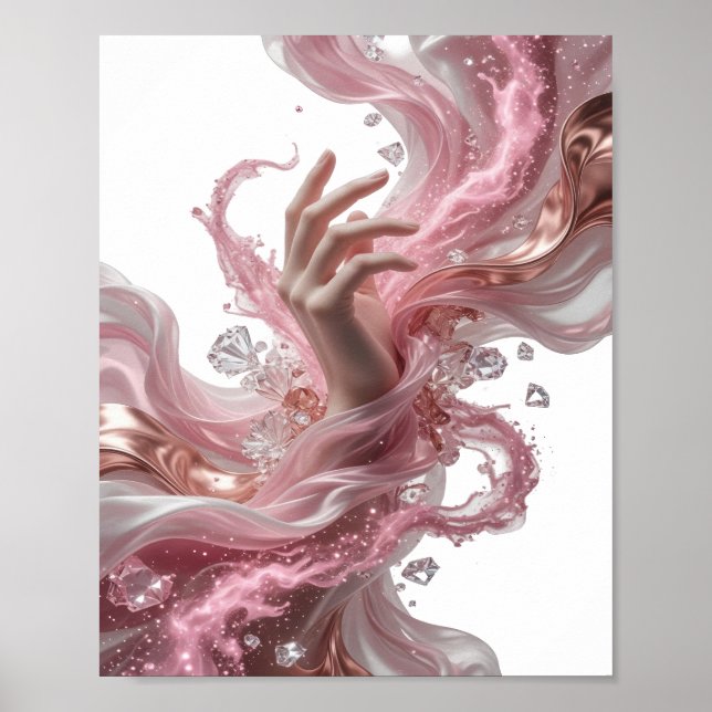 Knackiges Silber ABSTRACT ART Grafikdesign v2 Poster (Vorne)