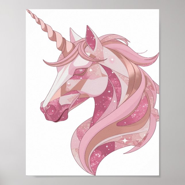 Knackiges Silber-EINHORN-Design Poster (Vorne)