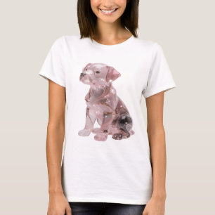 Knackiges Silber GLASIGES WELPEN Statement-Design T-Shirt