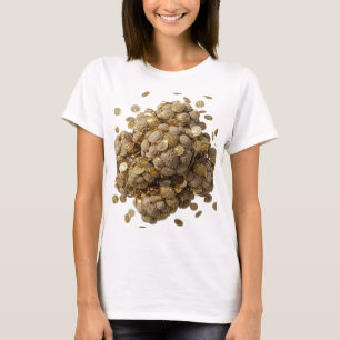 Knackiges Silber GOLDENE MÜNZEN UND STERNE Kühnes T-Shirt