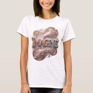 Knackiges Silber IMAGINE Text Design T-Shirt