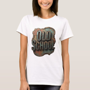 Knackiges Silber OLD SCHOOL Druck T-Shirt