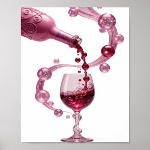 Knackiges Silber PINK WINE Druck Poster