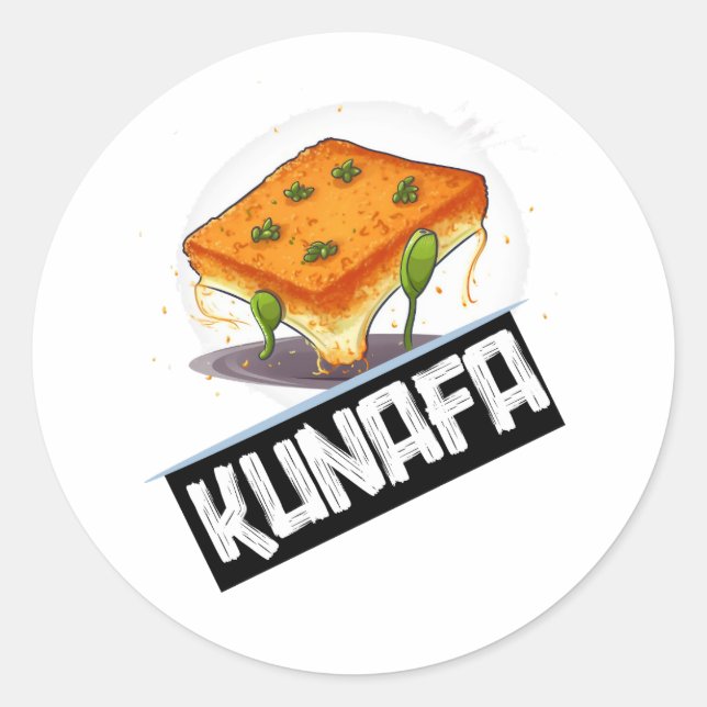 Knafeh Kunafa Kunafeh wurde von der AI hergestellt Runder Aufkleber (Vorderseite)