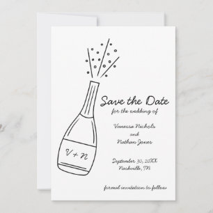 Knallende Champagnerflasche Save-the-Date Einladung
