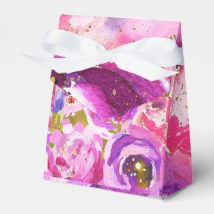 Knallige rosa und violette florale Hochzeit Geschenkschachtel